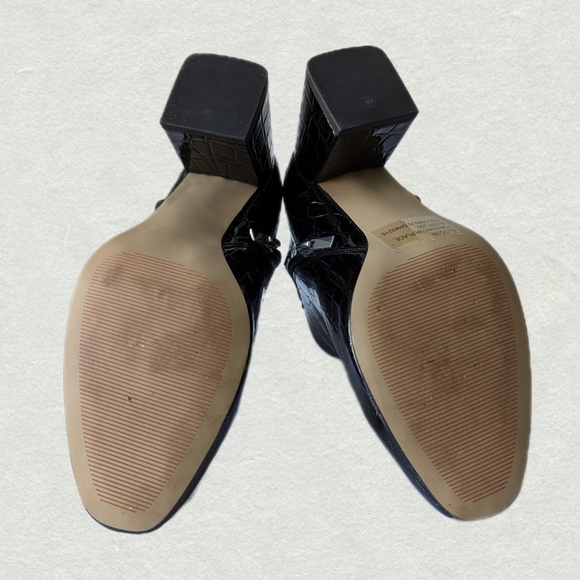 Eloquii Lexa Faux Patent Croc Leather 3" Block Heel Ankle Boot Round Toe- sz 9W - Picture 8 of 11